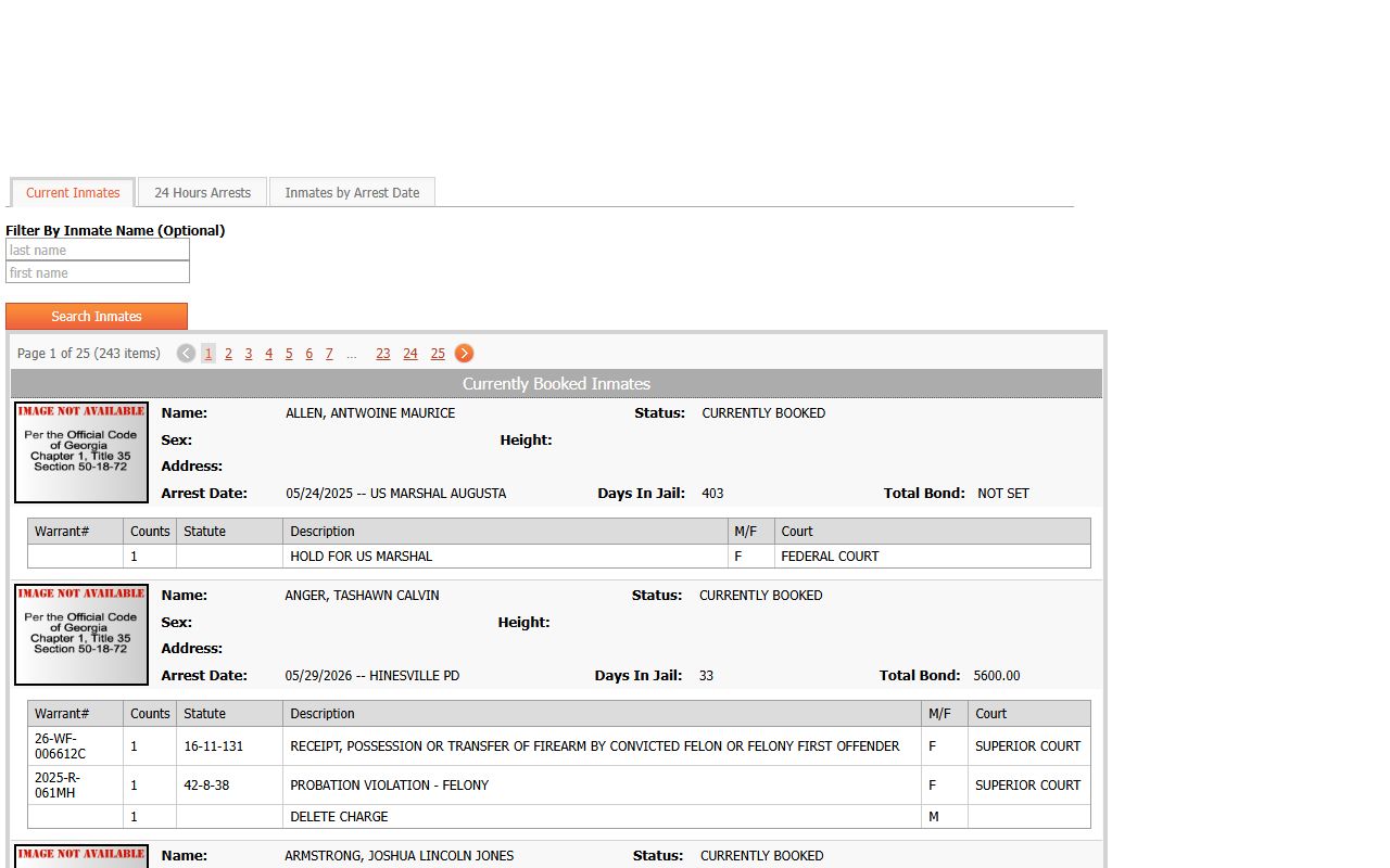 Liberty County inmate records current inmates tab