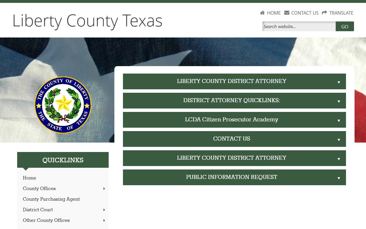 Liberty County court records after arrest District Attorney page