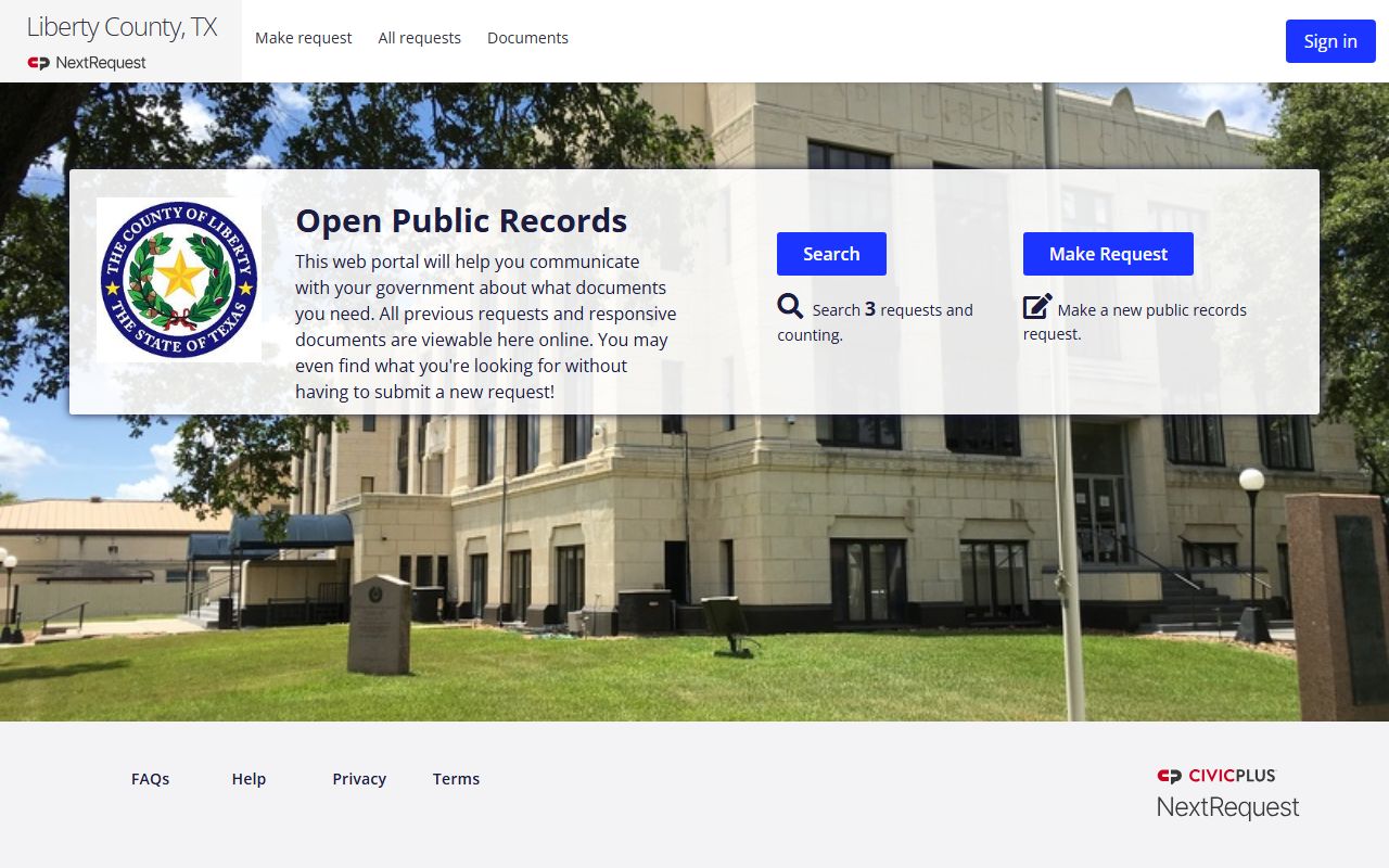 Liberty County inmate records public information request portal